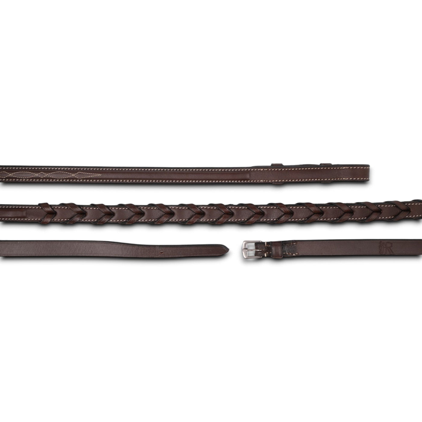 5/8" Fancy Raised Laced Leather Rein - Rubber Lined Hunter Collection